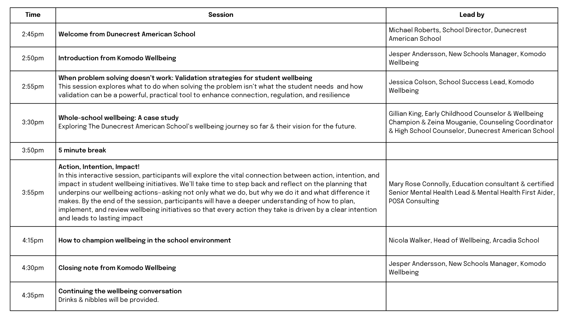 Dubai Schedule 09.11